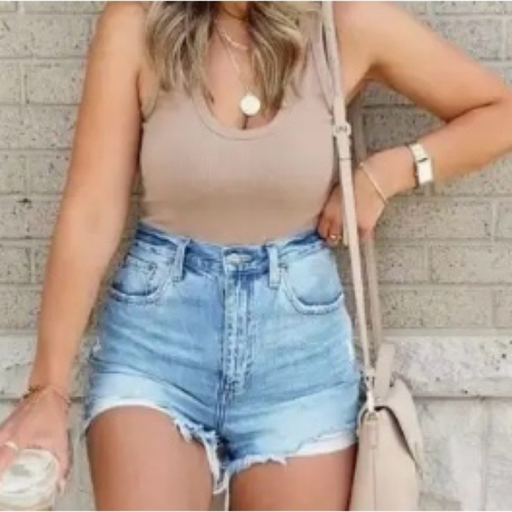 Blue denim shorts